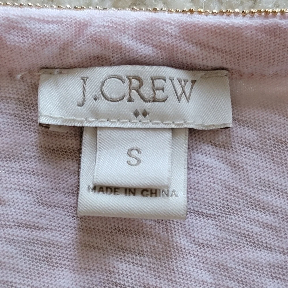 J Crew Slub Knit Ballerina Pink Beaded Neckline T-shirt size Small
